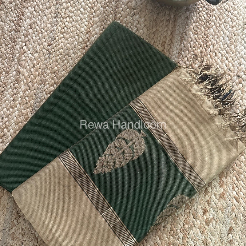 Maheshwari Green-Beige Tissue Butta Dress Material TPT079