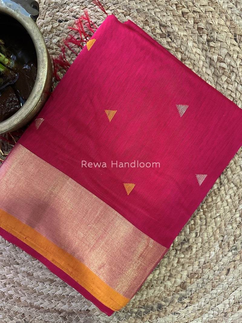 Rani Pink Zari Butti Maheshwari Saree SB081