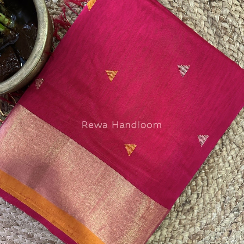 Rani Pink Zari Butti Maheshwari Saree SB081