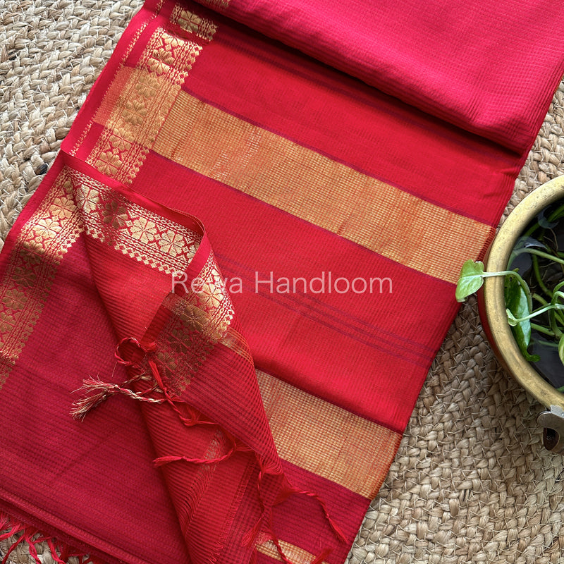 Maheshwari Rani Pink Garbha Reshami Silk Saree GS111