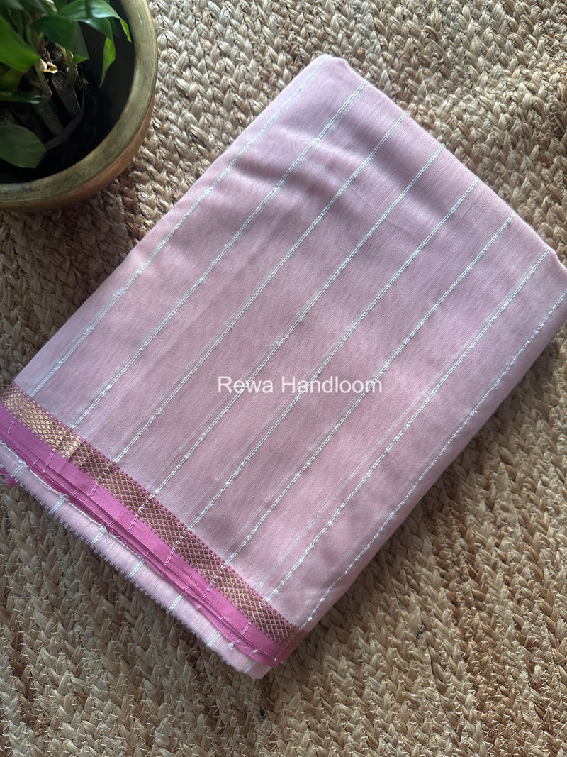 Maheshwari Baby Pink Gichha Thread Lining Saree GTLS060