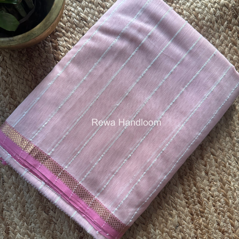 Maheshwari Baby Pink Gichha Thread Lining Saree GTLS060