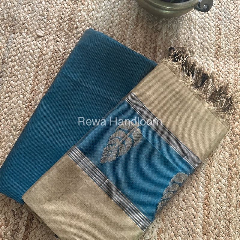 Maheshwari Blue-Beige Tissue Butta Dress Material TPT080