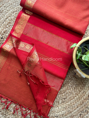 Maheshwari Red Garbha Reshami Silk Saree GS106