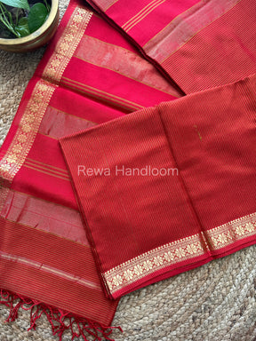 Maheshwari Red Garbha Reshami Silk Saree GS106