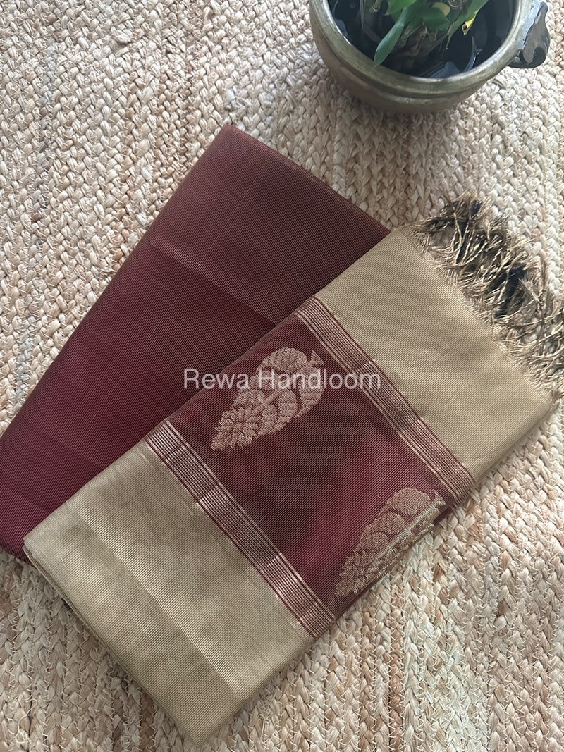 Maheshwari Maroon-Beige Tissue Butta Dress Material TPT081