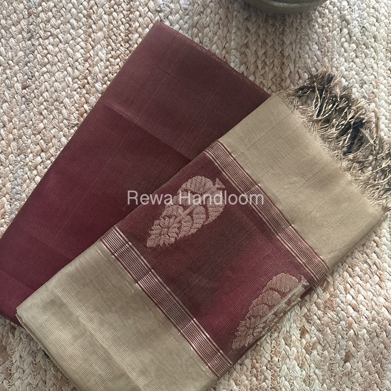 Maheshwari Maroon-Beige Tissue Butta Dress Material TPT081