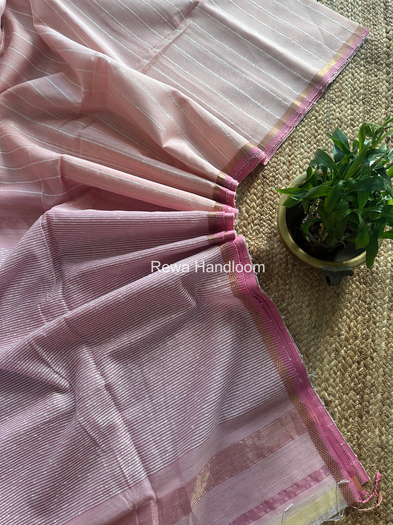 Maheshwari Baby Pink Gichha Thread Lining Saree GTLS060