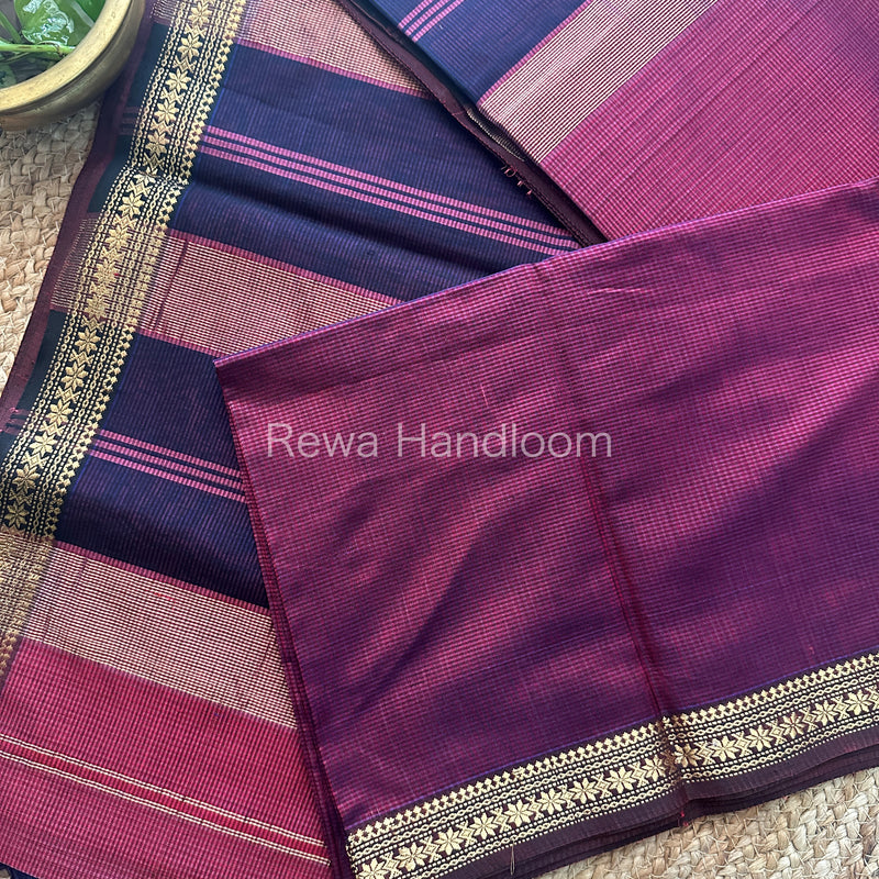 Maheshwari Red-Wine Garbha Reshami Silk Saree GS110