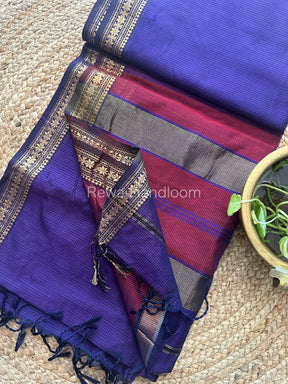 Maheshwari Dark Purple Garbha Reshami Silk Saree GS103