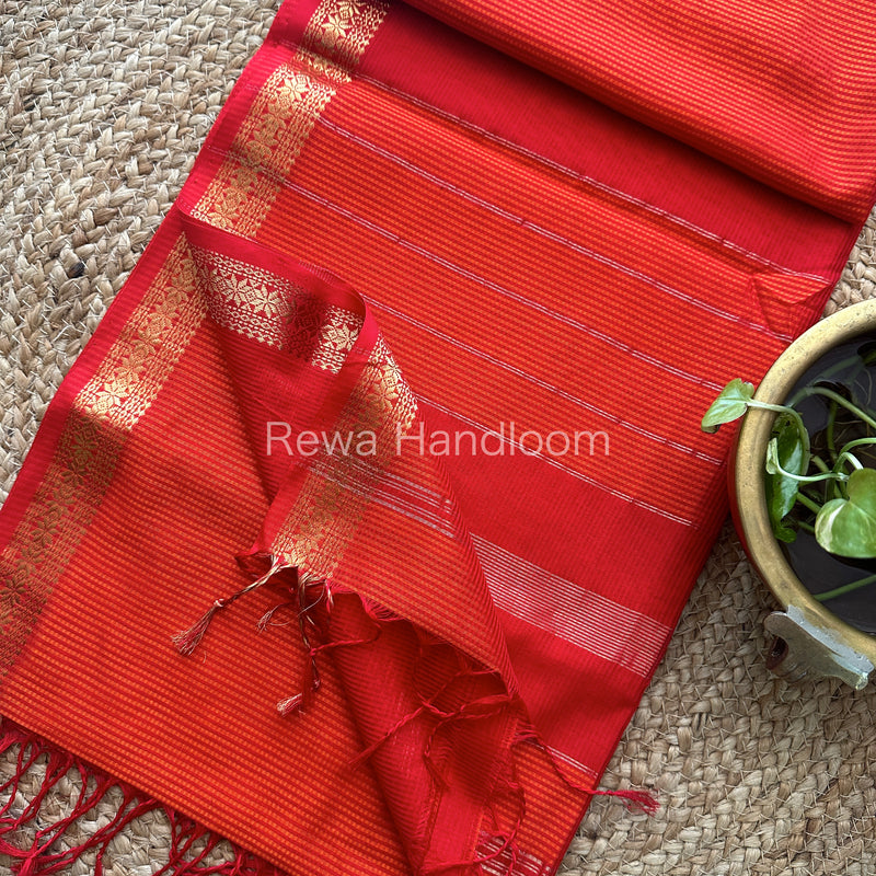 Maheshwari Orange Garbha Reshami Silk Saree GS101