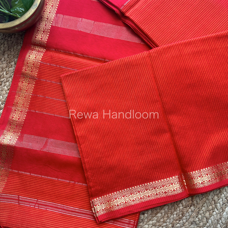 Maheshwari Orange Garbha Reshami Silk Saree GS101