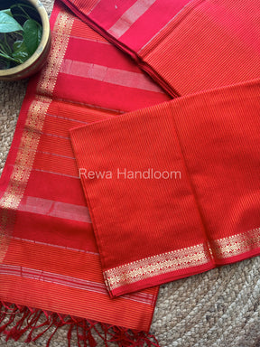 Maheshwari Orange Garbha Reshami Silk Saree GS101