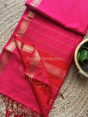 Maheshwari Rani Pink-Red Garbha Reshami Silk Saree GS107