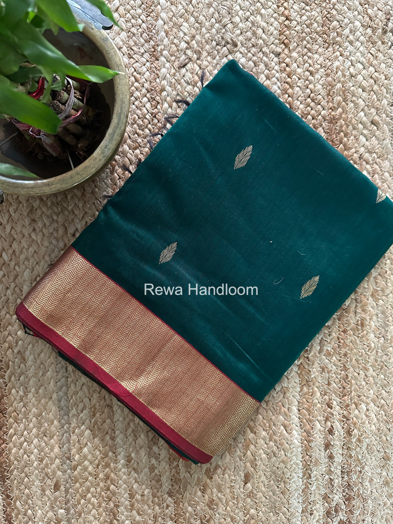 Maheshwari Green Flower Butti Saree PTB0176