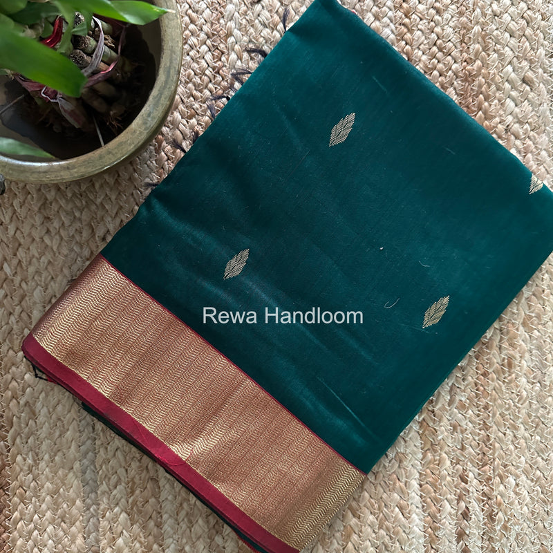 Maheshwari Green Flower Butti Saree PTB0176