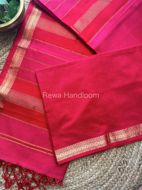 Maheshwari Rani Pink-Red Garbha Reshami Silk Saree GS107