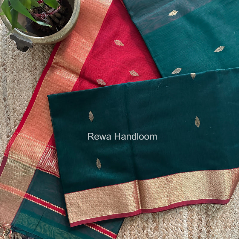 Maheshwari Green Flower Butti Saree PTB0176