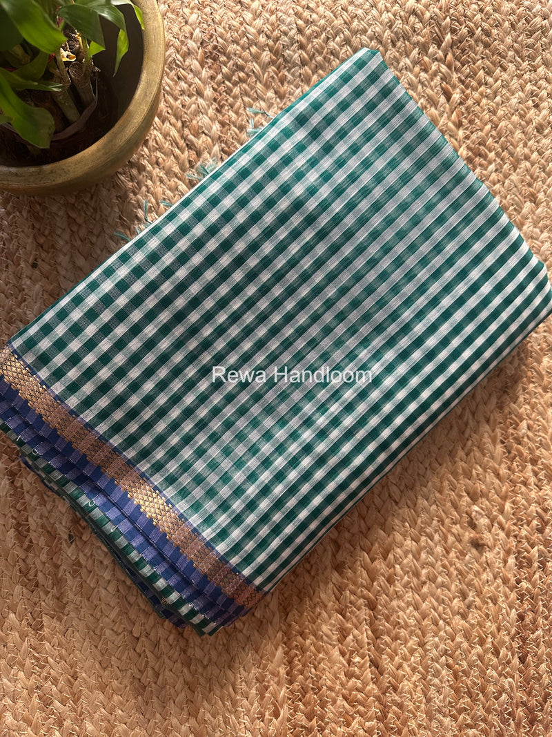 Exclusive Maheshwari Green Checks Saree CLBS06