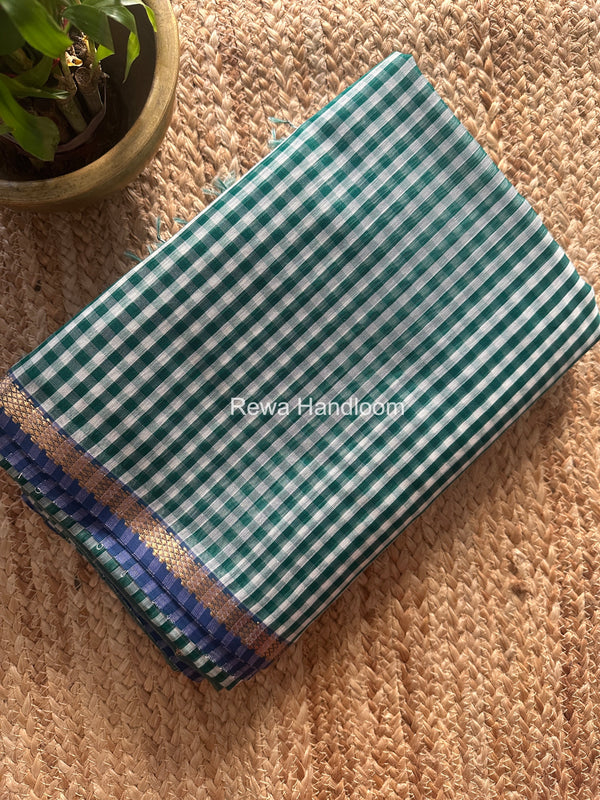 Exclusive Maheshwari Green Checks Saree CLBS06