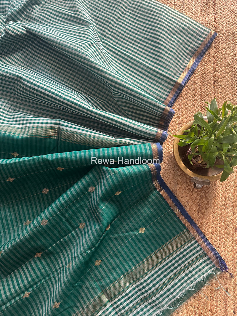 Exclusive Maheshwari Green Checks Saree CLBS06