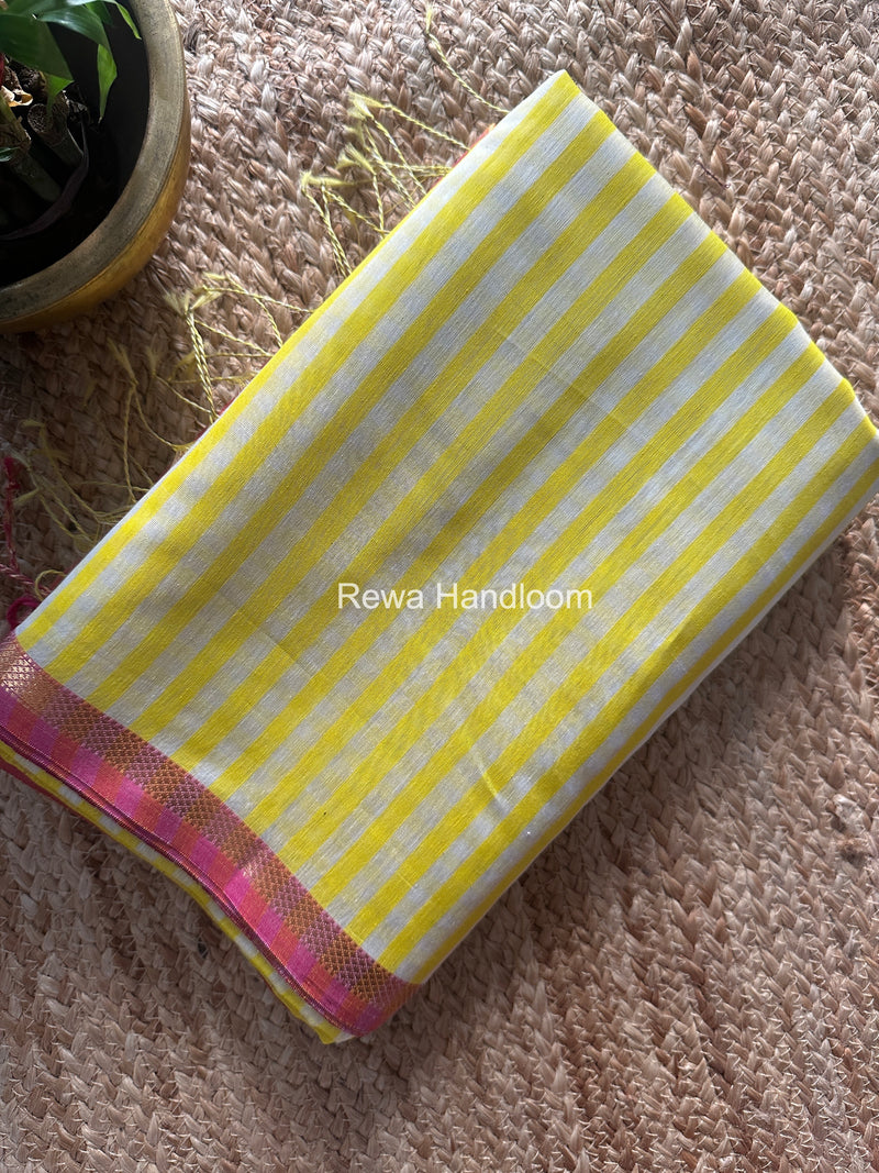 Exclusive Maheshwari Yellow Checks Saree CLBS07