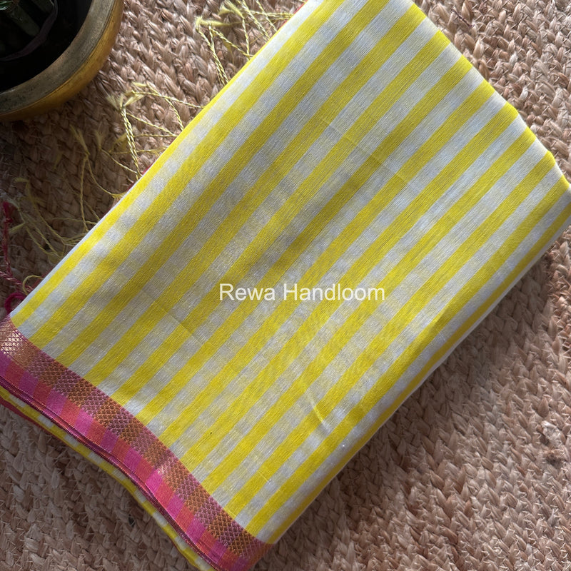 Exclusive Maheshwari Yellow Checks Saree CLBS07