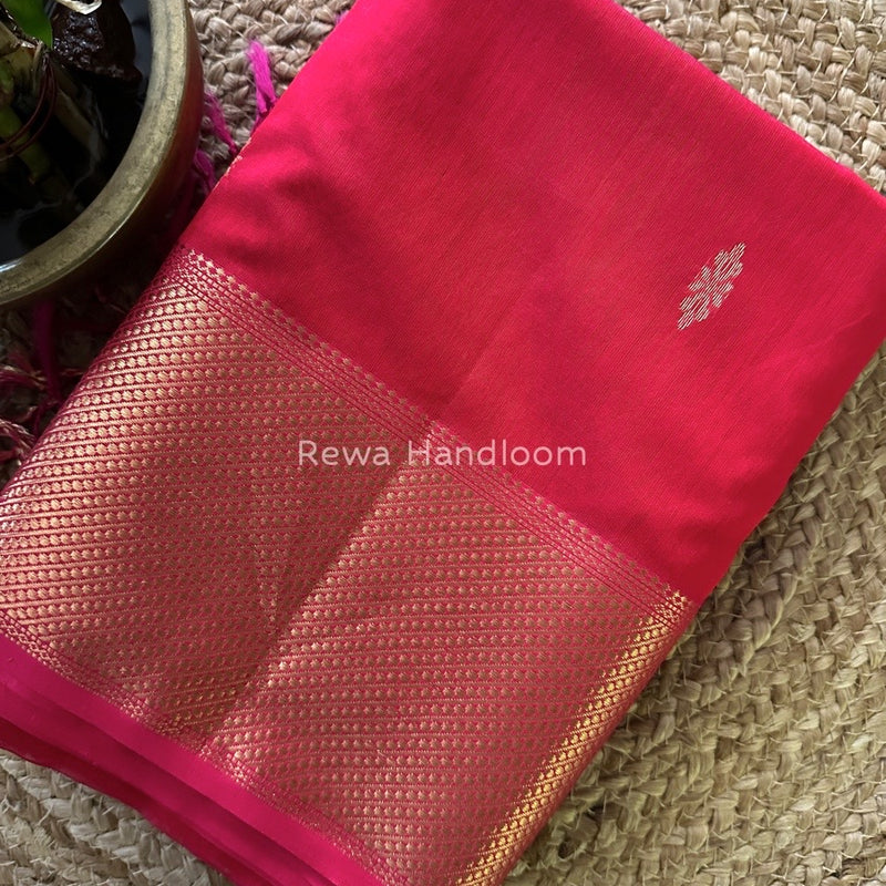 Red Butta Zari Border Maheshwari Saree LBS020
