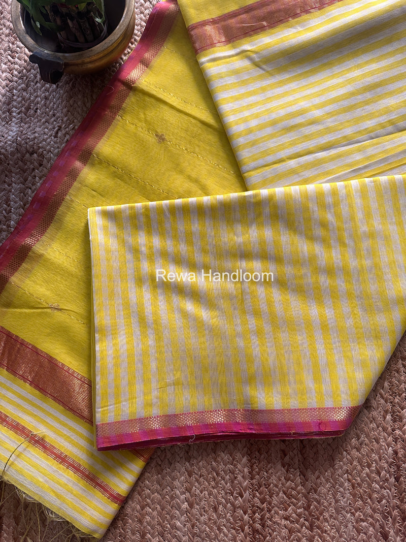 Exclusive Maheshwari Yellow Checks Saree CLBS07