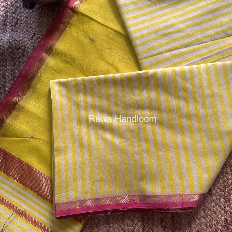 Exclusive Maheshwari Yellow Checks Saree CLBS07