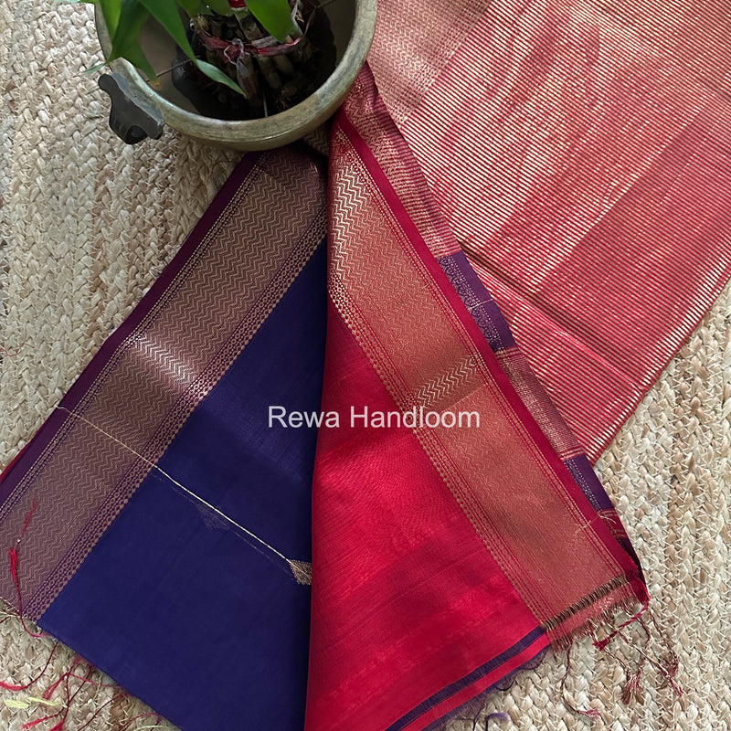 Maheshwari Blue Shaded Butti Saree SBBS041