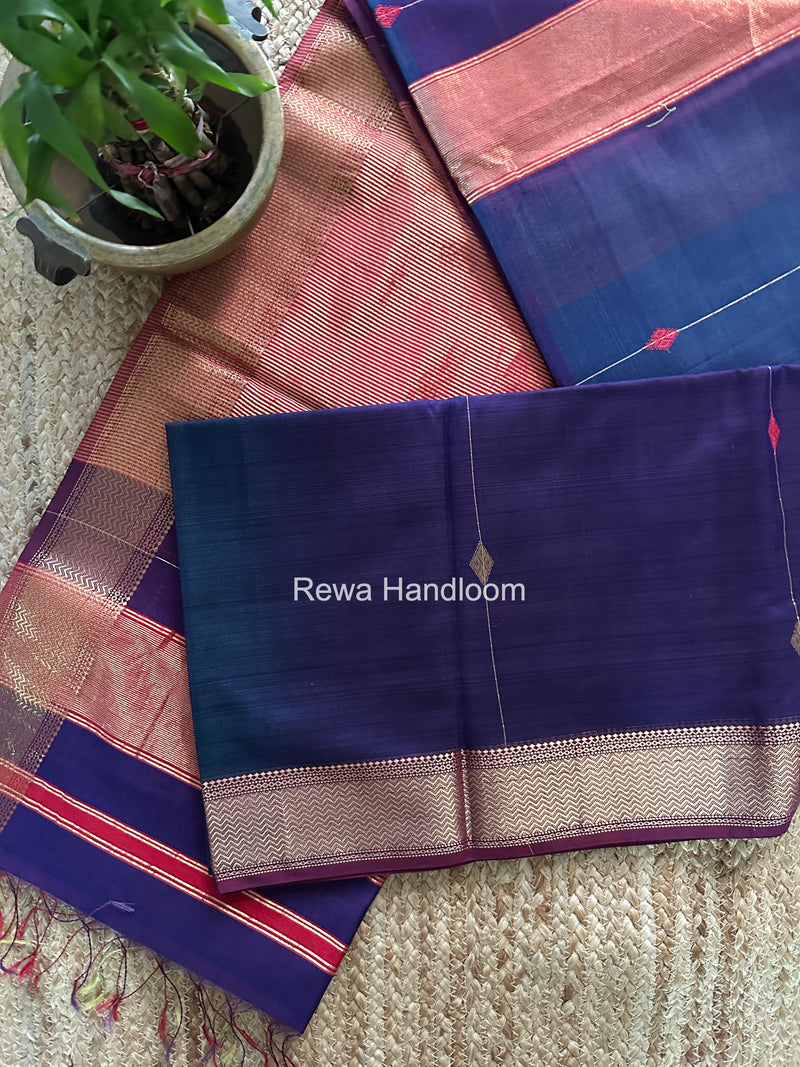 Maheshwari Blue Shaded Butti Saree SBBS041
