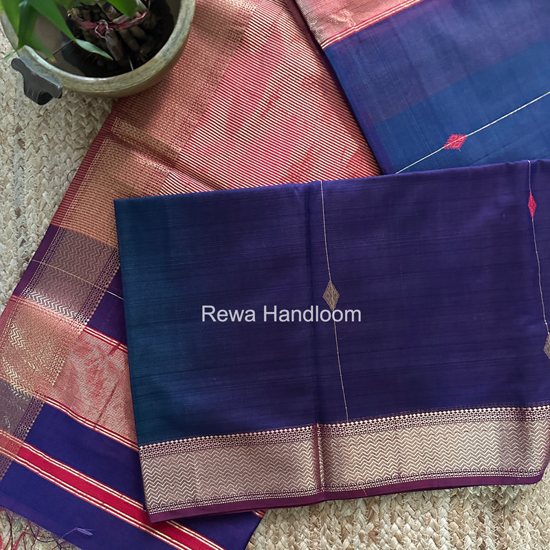 Maheshwari Blue Shaded Butti Saree SBBS041