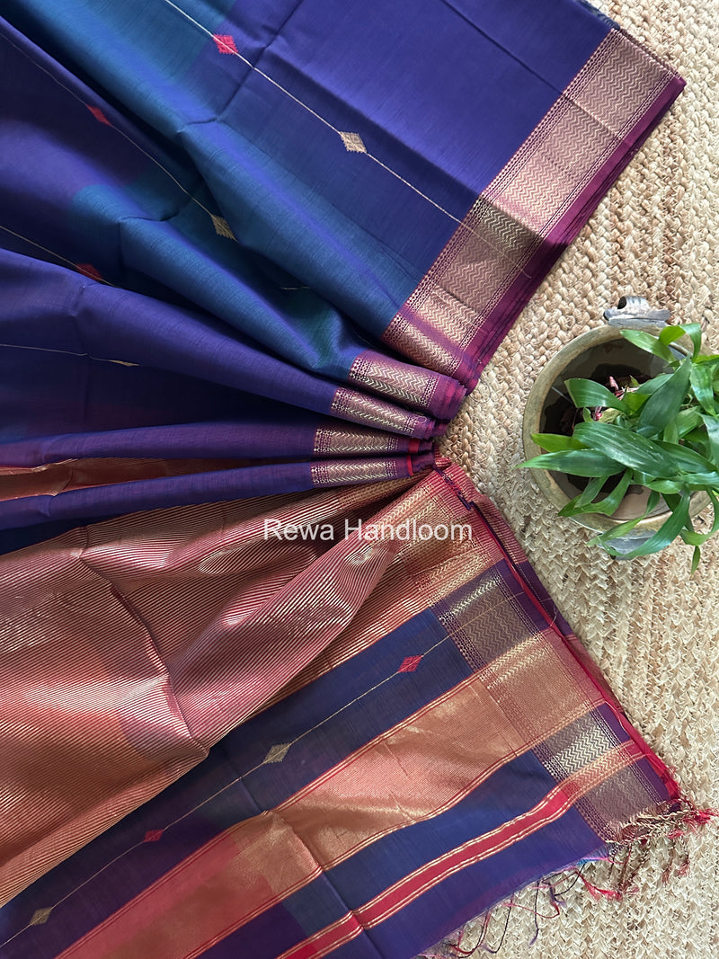 Maheshwari Blue Shaded Butti Saree SBBS041