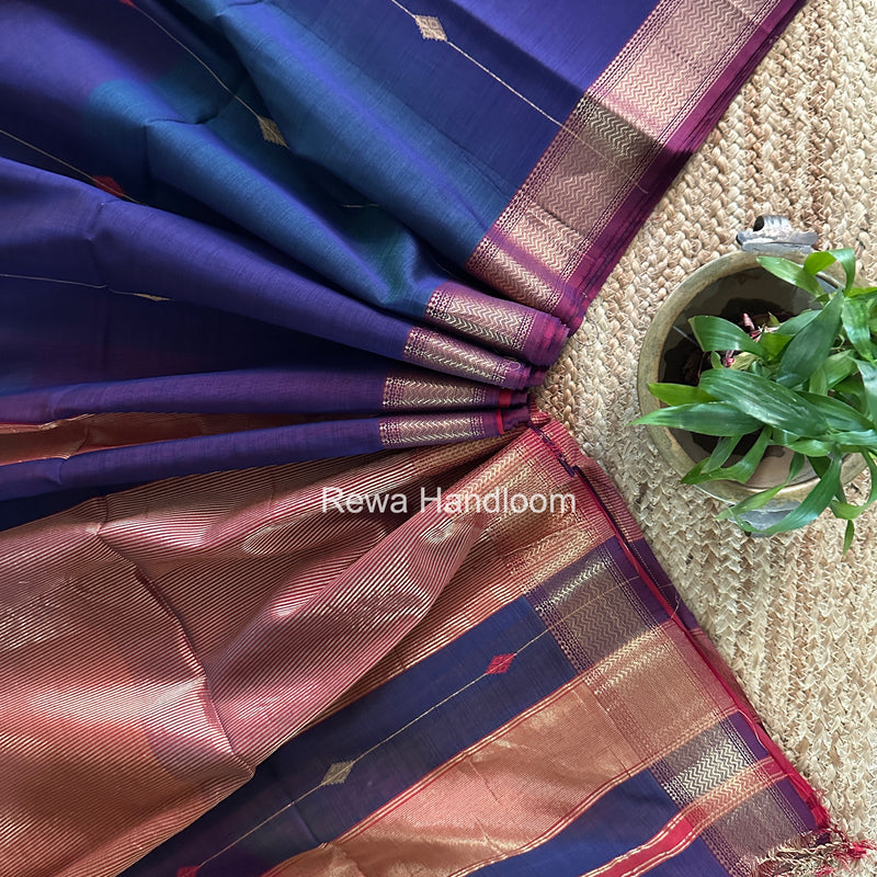 Maheshwari Blue Shaded Butti Saree SBBS041