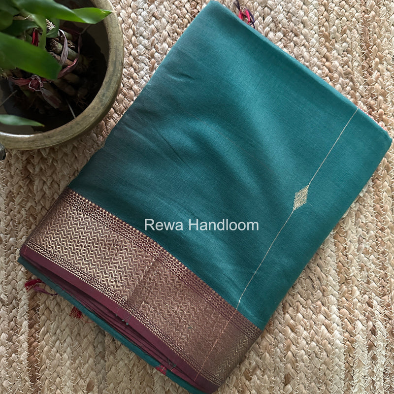 Maheshwari Aqua Green Shaded Butti Saree SBBS042