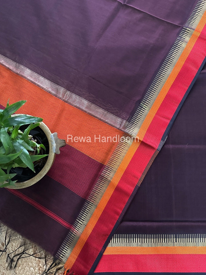 Maheshwari Wine Multicolour Dress Material RTP060