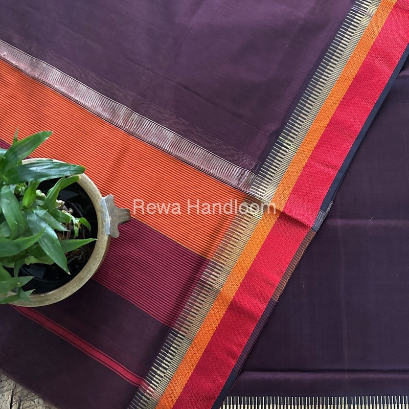 Maheshwari Wine Multicolour Dress Material RTP060