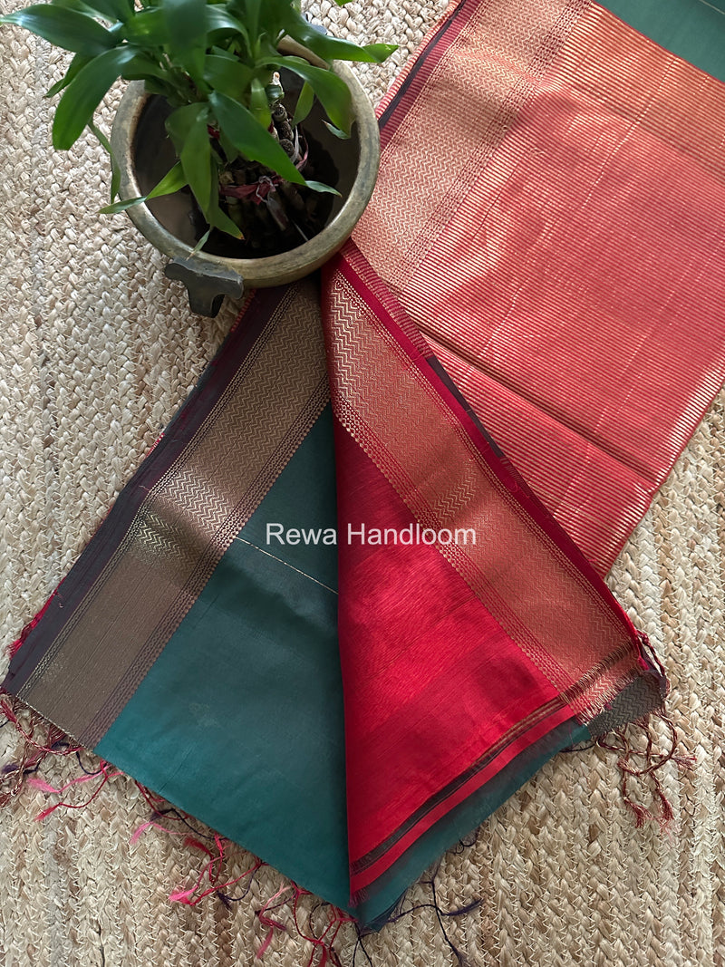 Maheshwari Aqua Green Shaded Butti Saree SBBS042