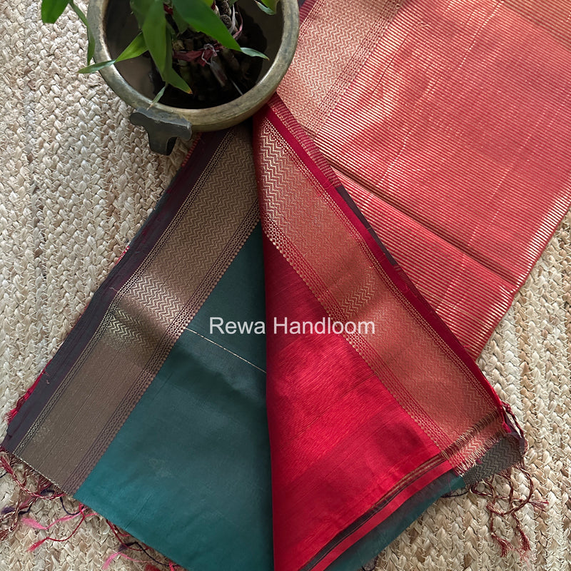 Maheshwari Aqua Green Shaded Butti Saree SBBS042