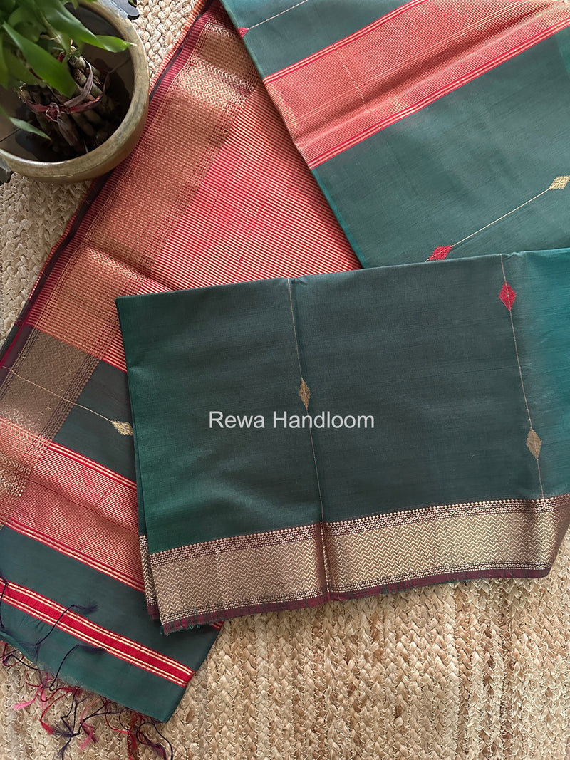 Maheshwari Aqua Green Shaded Butti Saree SBBS042