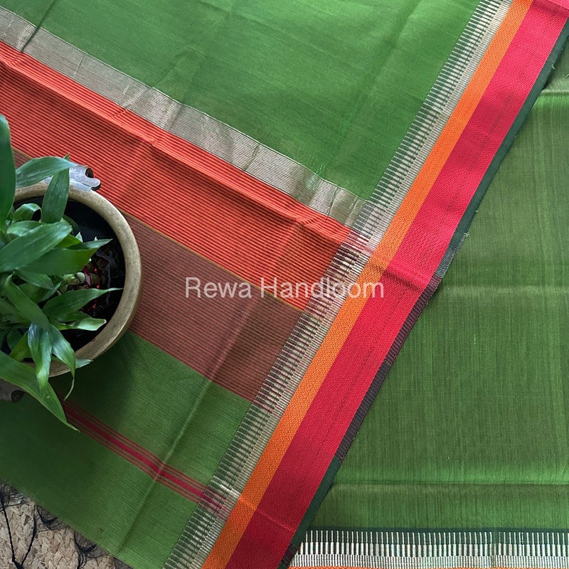 Maheshwari Chutney Green Multicolour Dress Material RTP061