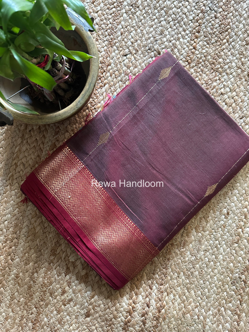 Maheshwari Wine Shaded Butti Saree SBBS043
