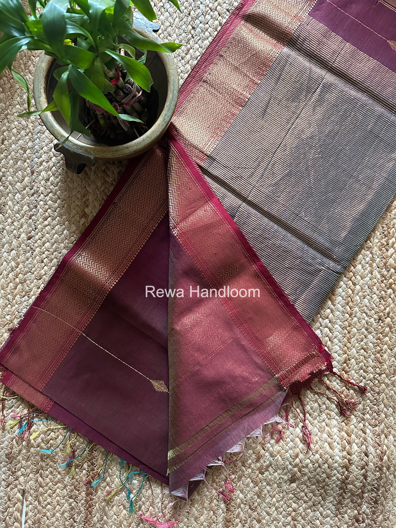 Maheshwari Wine Shaded Butti Saree SBBS043