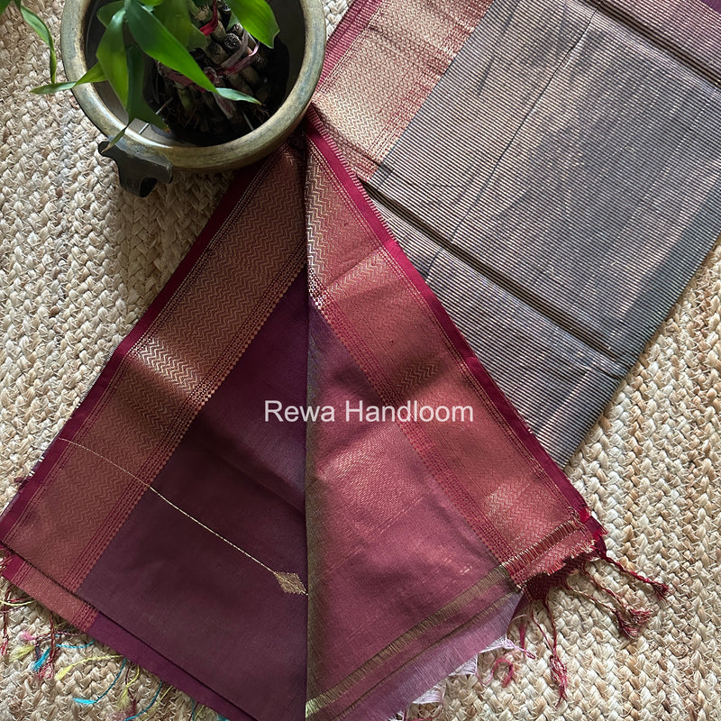 Maheshwari Wine Shaded Butti Saree SBBS043