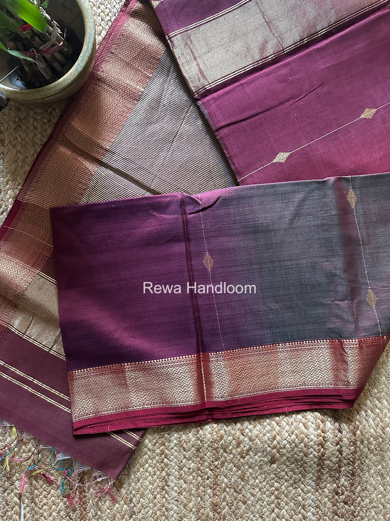 Maheshwari Wine Shaded Butti Saree SBBS043