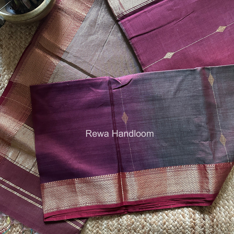 Maheshwari Wine Shaded Butti Saree SBBS043