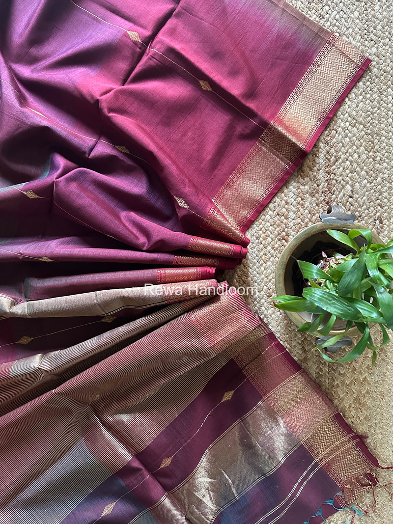 Maheshwari Wine Shaded Butti Saree SBBS043