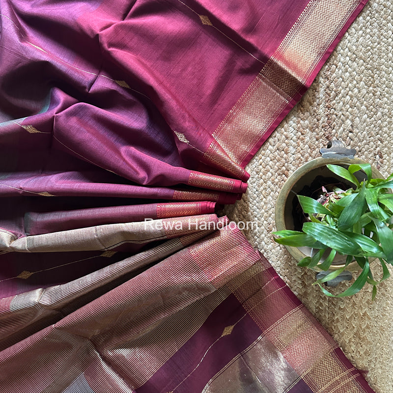 Maheshwari Wine Shaded Butti Saree SBBS043