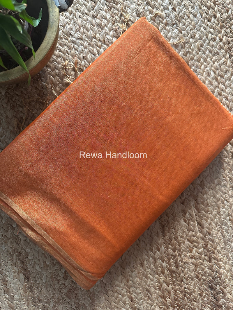 Maheshwari Orange Tissue Saree TS041